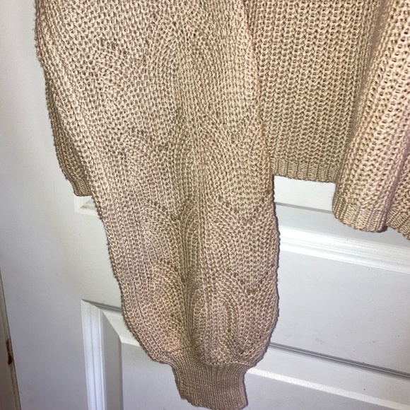 Tilly's Sky Sparrow Knit Pullover Sweater Size L NATUR Long Balloon Sleeve NEW - Picture 2 of 9